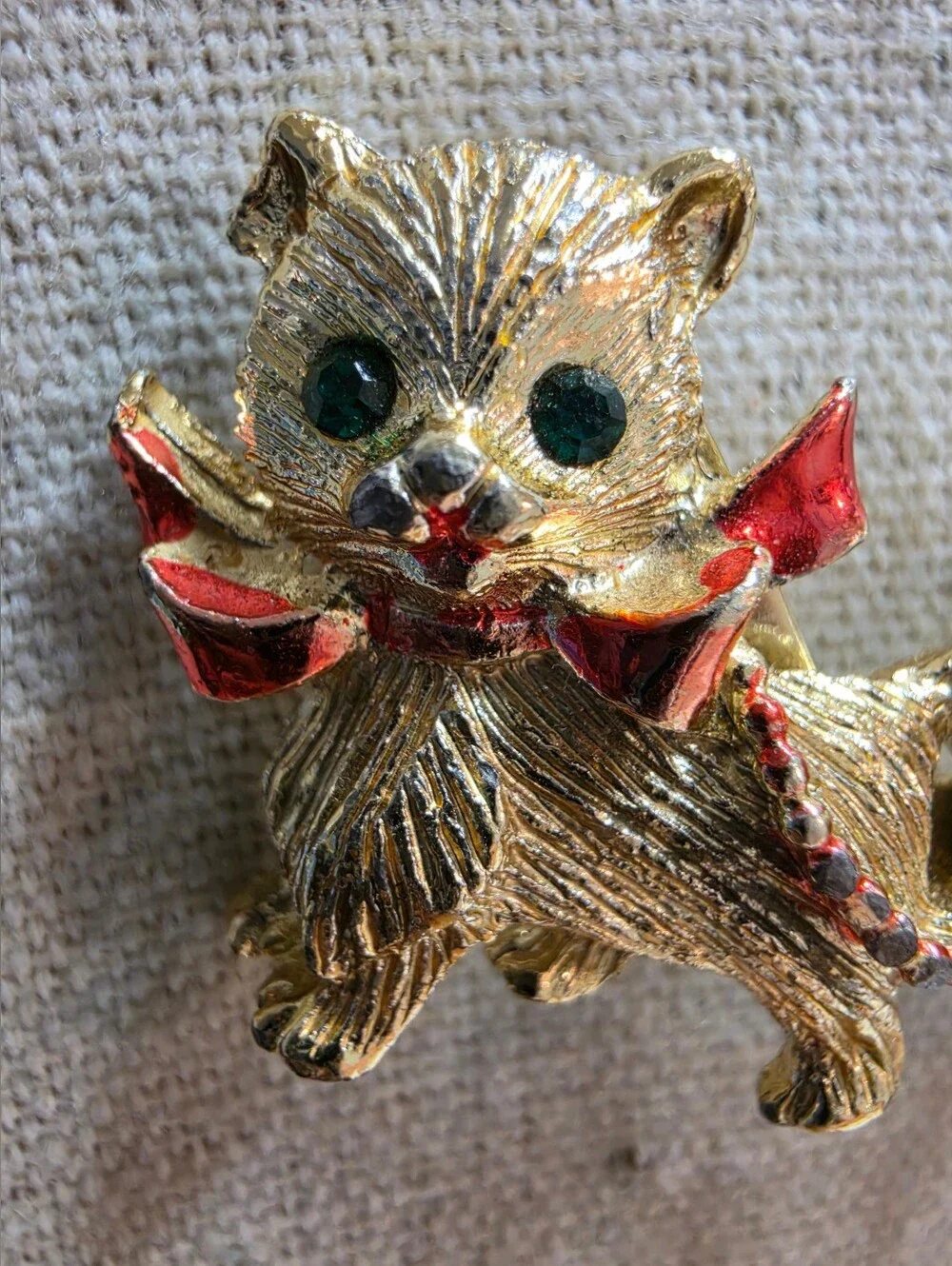 Vintage Beatrix Christmas Cat and Sleigh Brooch